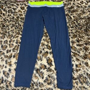 Abercrombie & Fitch Navy Leggings with Neon Green Waistband